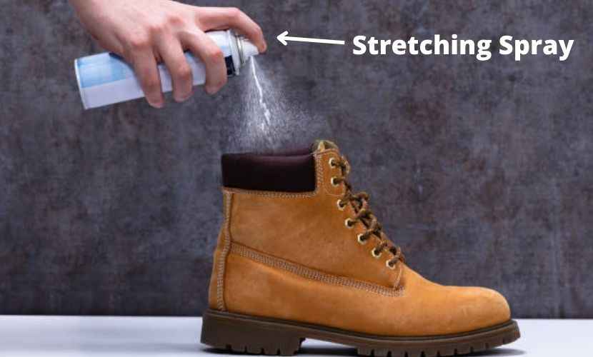 use stretching spray to stretch timberland