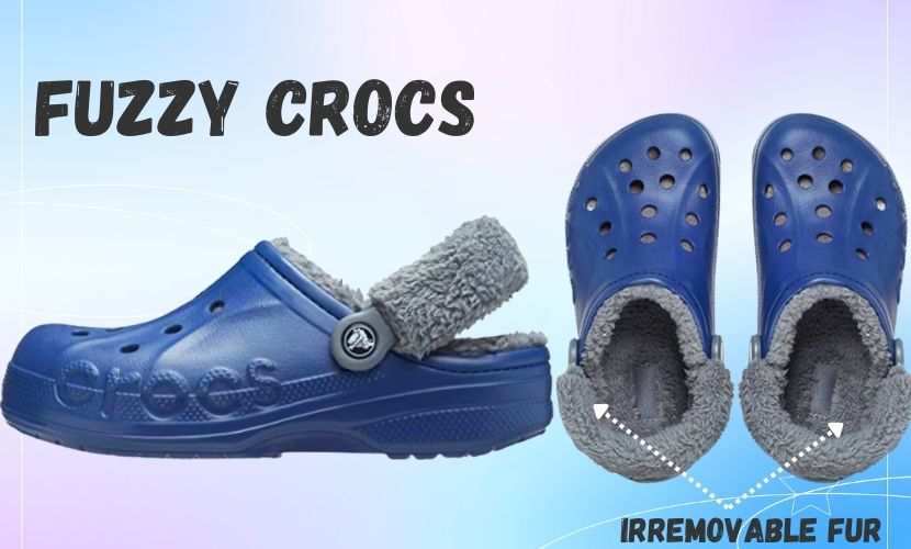 fuzzy crocs with irremovable fur