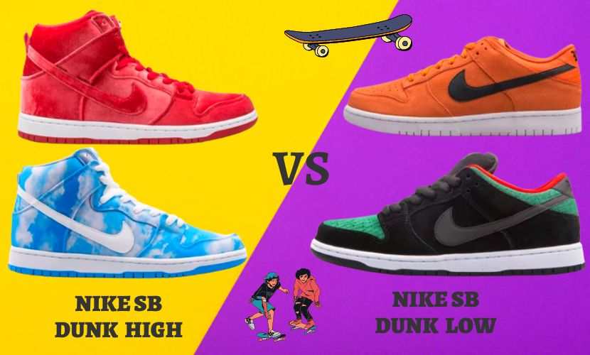 nike sb dunk high vs low for skating and basketball